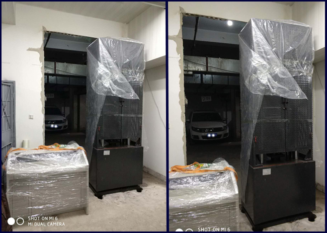 Installation of specialized testing machine for steel strand in place